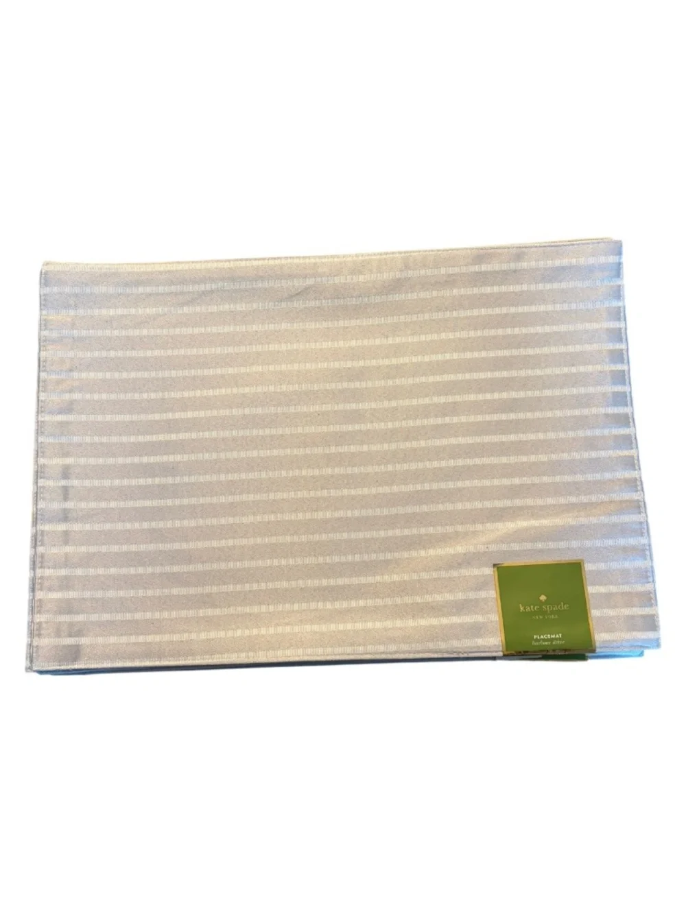 Kate Spade New York Harbour Drive Silver White Placemats Set of 8 NWT